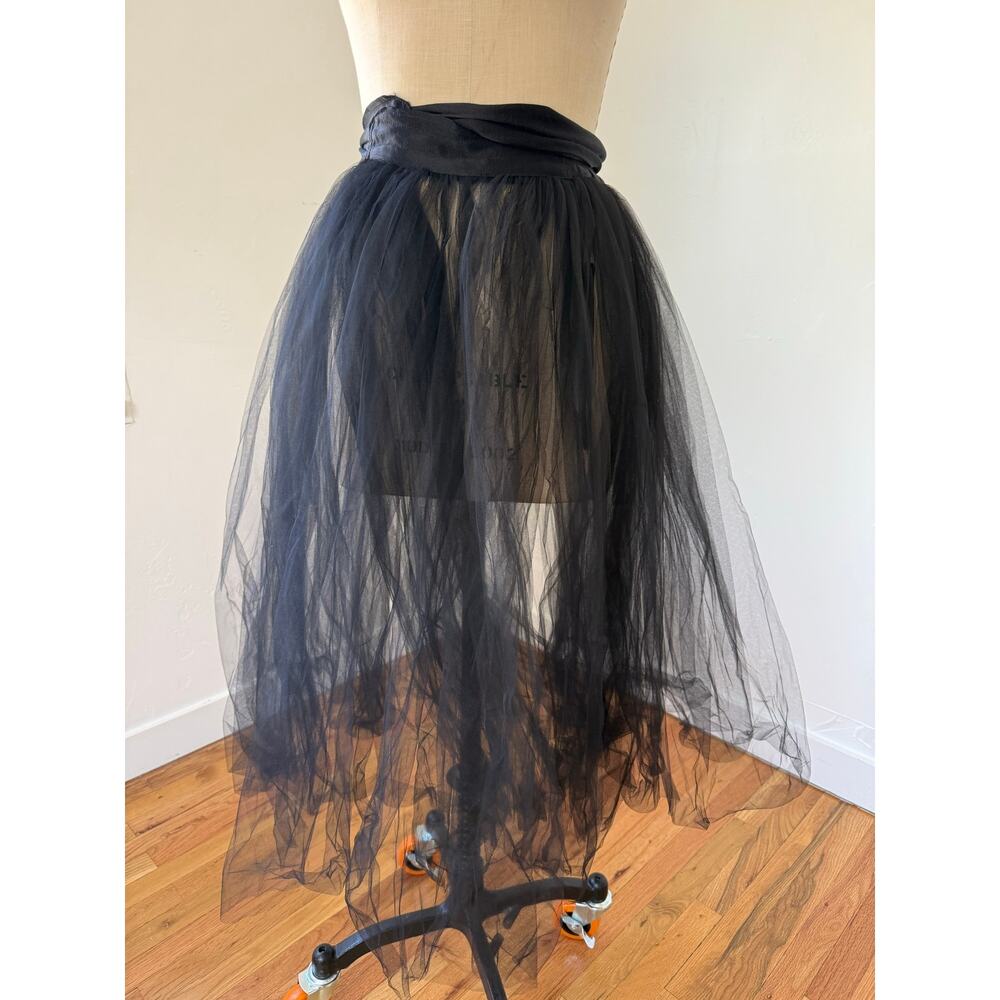 Mandate of Heaven NY Midi Sheer Ballet Tutu Wrap Skirt Black Size Medium